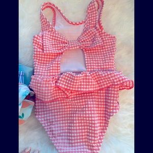 Carter’s Gingham Seersucker one piece with snaps and bow back